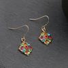 Vintage Bohemian Drop Dangle Earrings For Women Long Crystal Flower Hollow Geometric Enamel Ethnic Boho Wedding Earrings Jewelry