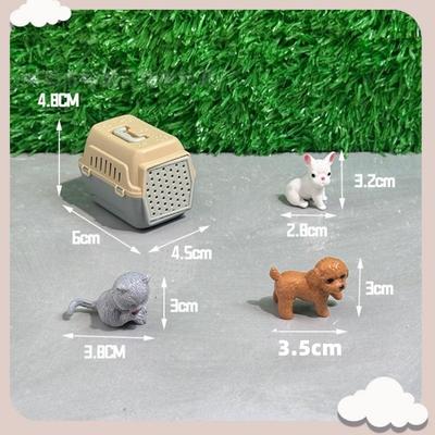 2/4 Stück Realistischer Mini-Hunde- und Katzenkäfig mit Tür Miniatur-Puppenhaus Haustierhaus für Puppenzubehör Mini-Haustier-Lebensraum