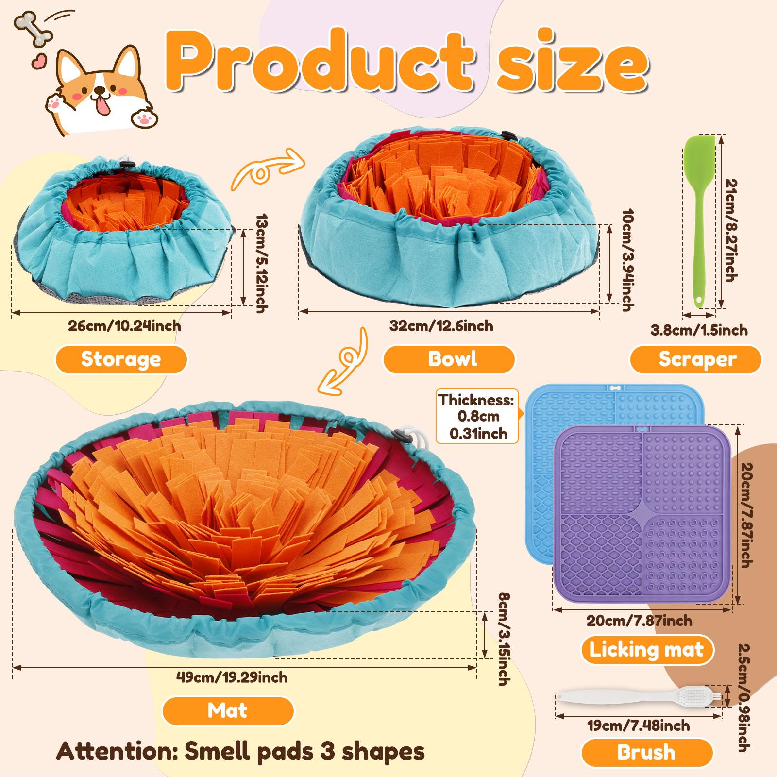Dog Feeding Set Washable Felt Pet Sniffing Pad Foldable Dog Slow Feeding Mat Silicone Dog Licking Pad Pet Toy Training Snuff Mat