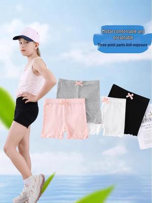 Girls' Summer Modal Safety Shorts - Lightweight, Anti-Exposure, Three-Quarter Leggings for Students