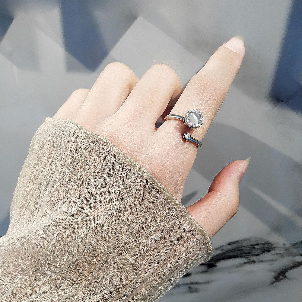 Cat Eye Stone Rotating Open Ring For Women Adjustable Index Finger Band Chic Unique Design Fashion Jewelry
