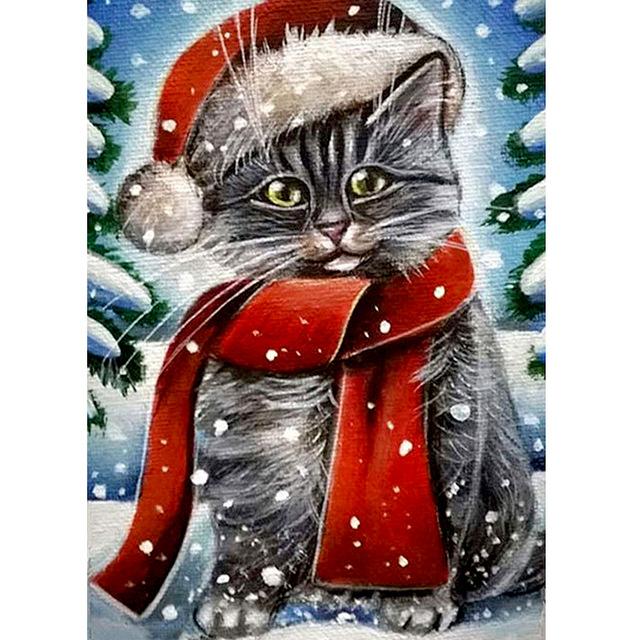 Pictură cu diamant 5D DIY, Animale de Crăciun, Poză de broderie cu diamante, Artizanat de perete, Decorarea casei de Crăciun