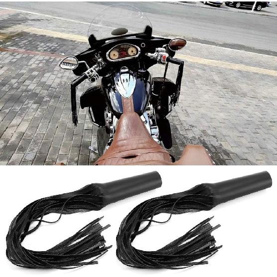 Milltrip 2Pcs Handlebar Tassel Grips - Premium PU Leather Hand Grip Tassels with Fringe Wrap Cover, Universal Fit for 1in Handlebar, Black
