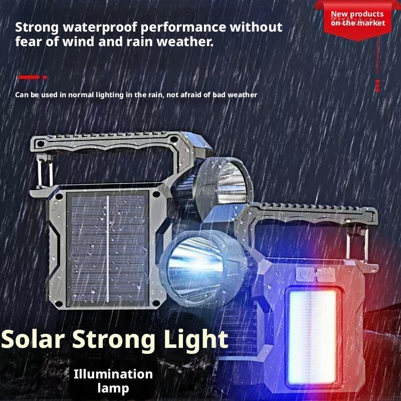 Outdoor Solar-Powered Super Bright Long-Range Rechargeable High-Capacity Strong Light Handheld Searchlight