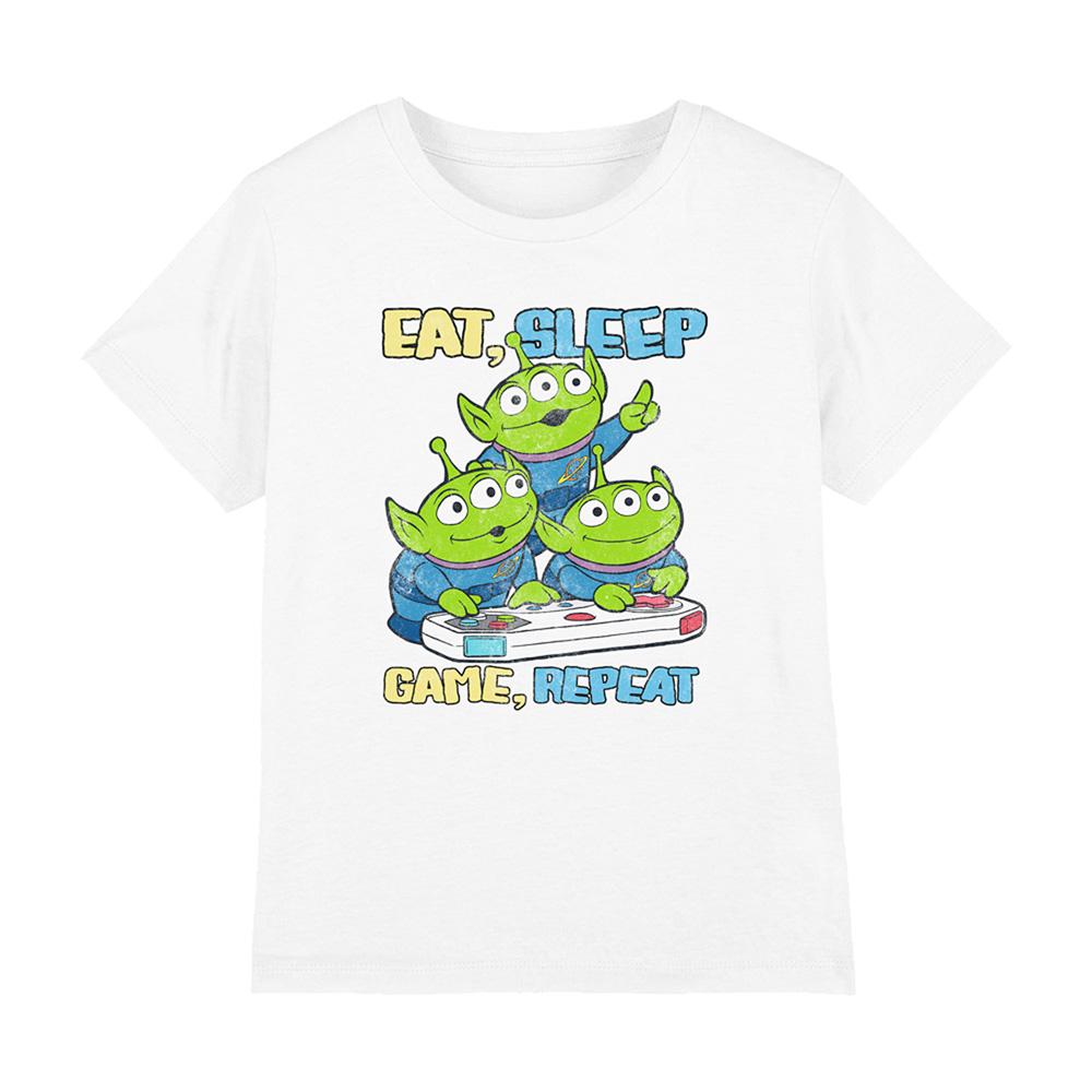 Toy Story Boys Eat Sleep Game Repeat Aliens T-Shirt