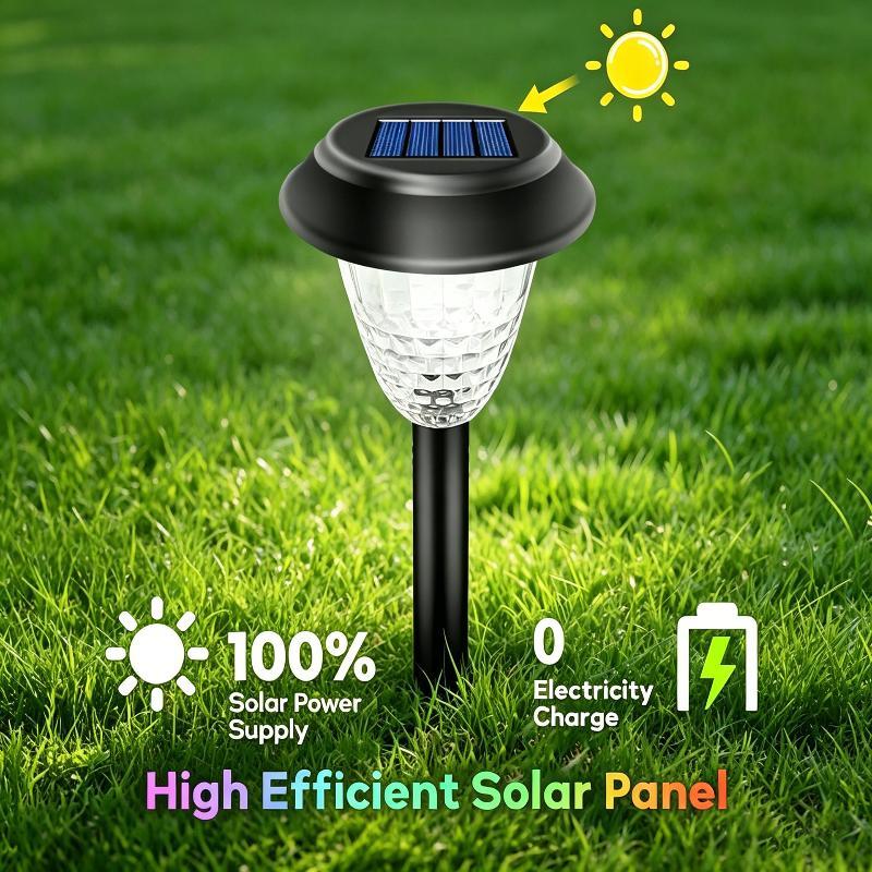 Outdoor Solar Pathway Lights RGB Color Changing Projection Dusk to Dawn for Yard Walkway Landscape Decoration