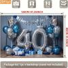 2D Blue Silver 40th Birthday Photography Backdrop Crown & Balloon Party Background