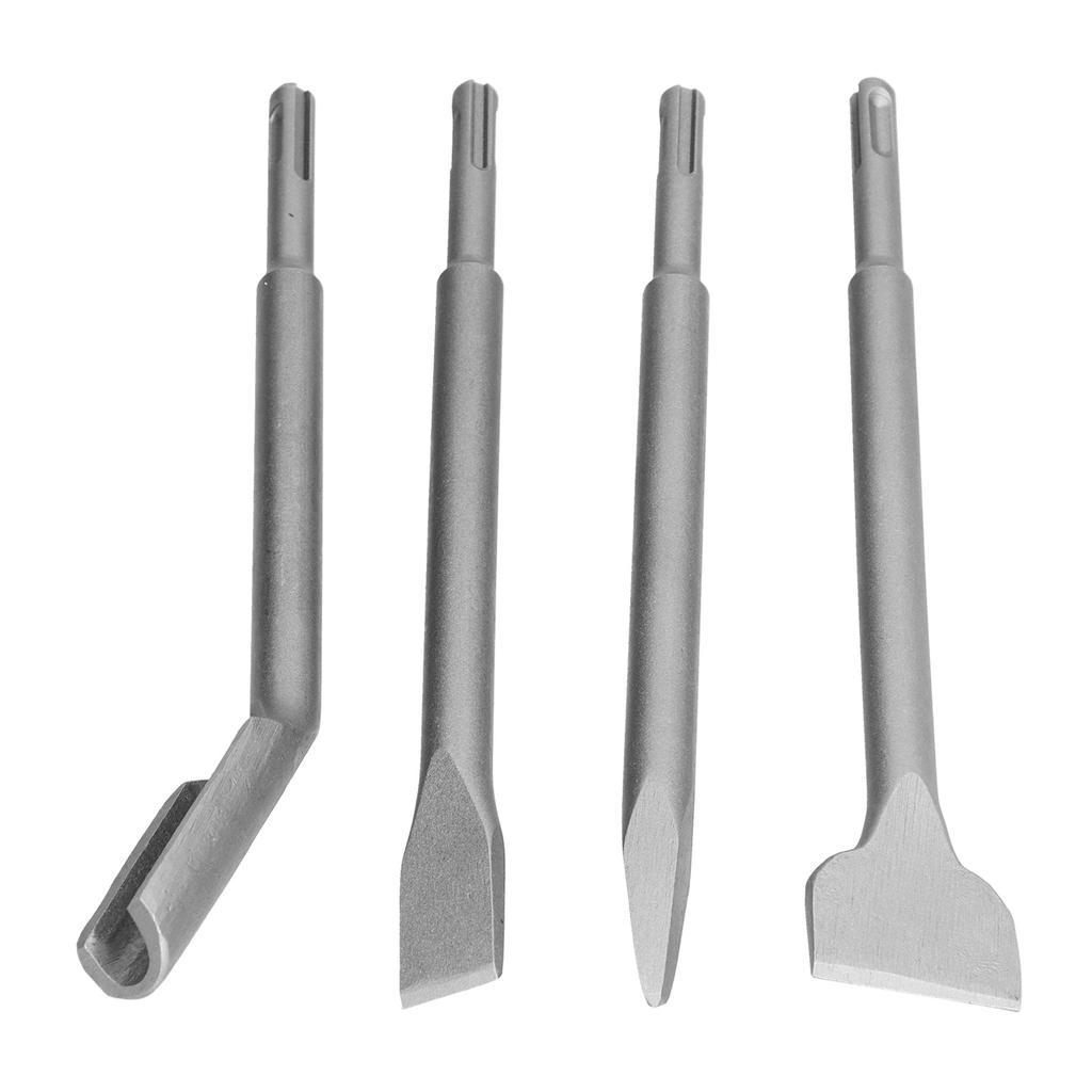 4PCS Chisel Hammer Drill Bits Concrete Hammer Bits Set Includuing Flat Chisel Point Chisel and