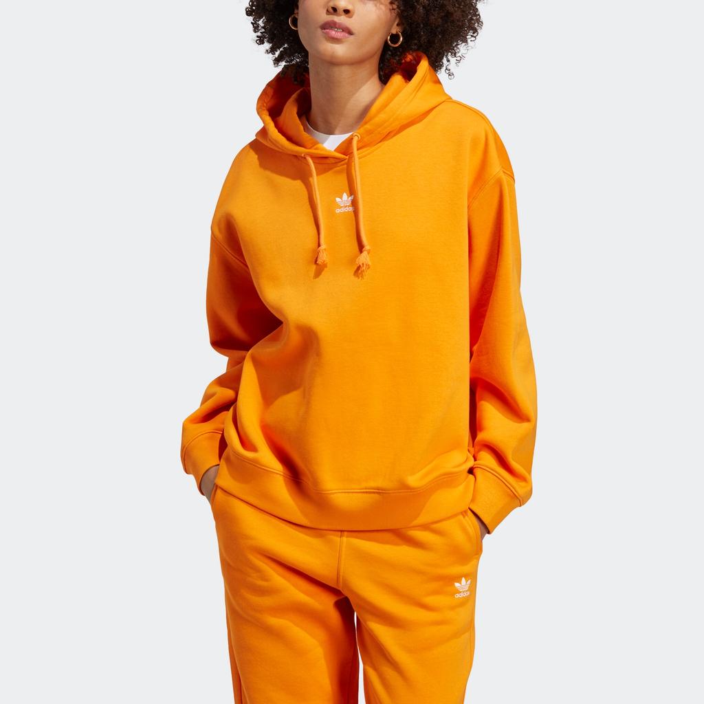 Adidas Originals Solid Logo Print Sports Long Sleeve Hoodie Women hoodies Orange IK7693