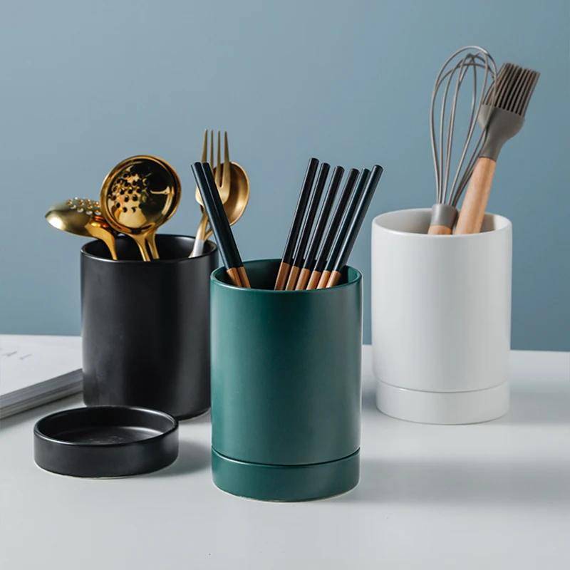 Ceramic Tableware Drain Racks Forks Spoons, Chopsticks Kitchenware Kitchen Storage Tools Save Space Holder