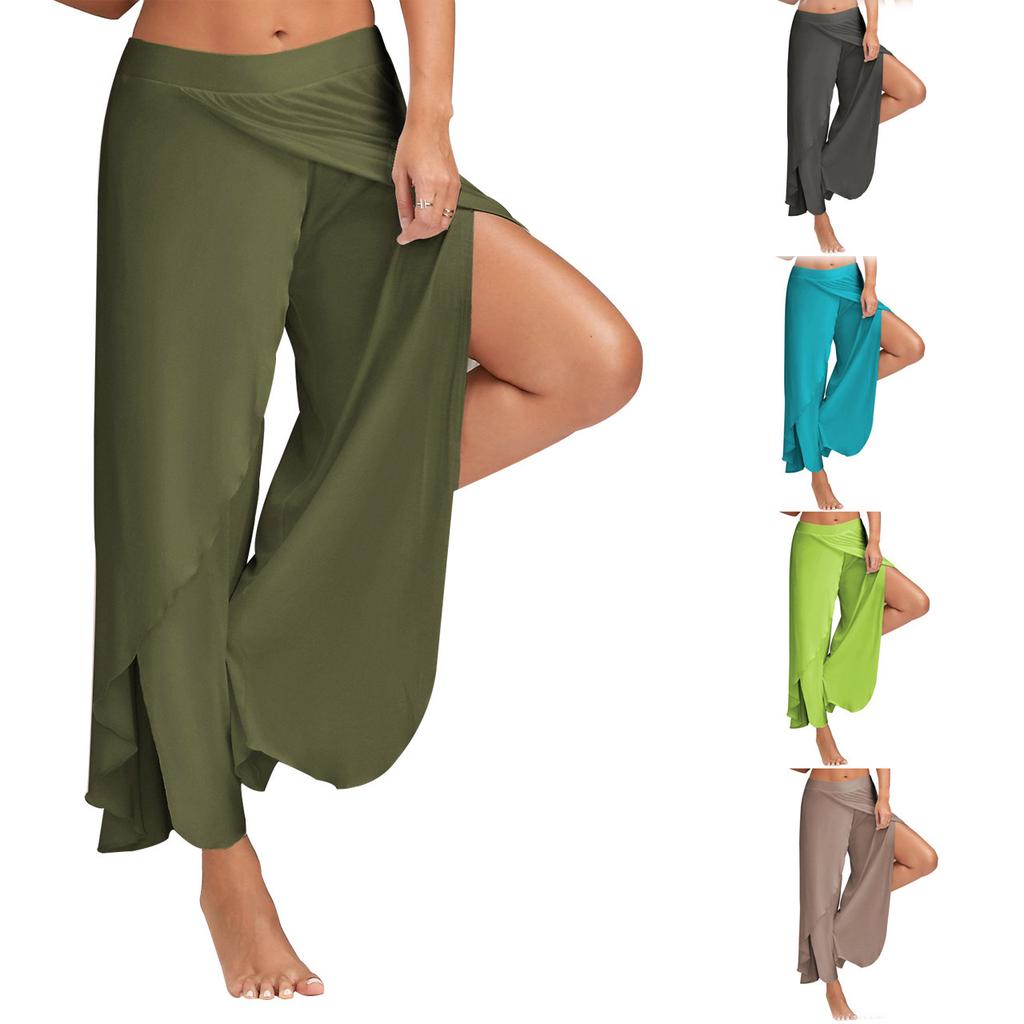 Pantalones de yoga holgados e informales de pierna ancha para mujer