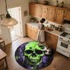 Fire and Smoke Skull  Round Area Rug,Carpet Rug for Living Room Bedroom Sofa Playroom Decor,Non-slip Floor Mat