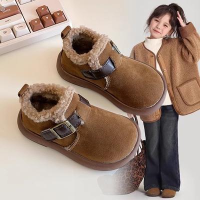 Girls' Plush and Thick Snow Boots Children's Warm Short Boots Lightweight Cotton Shoes