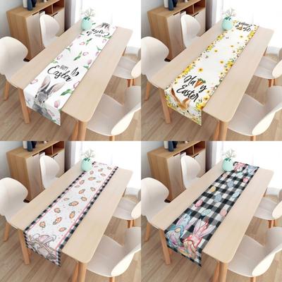 2 buc. Steagul de masă de Paște lenjerie față de masă față de praf față de masă, iepure, pânză decorativă de vacanță, steag pentru petrecere de Paște
