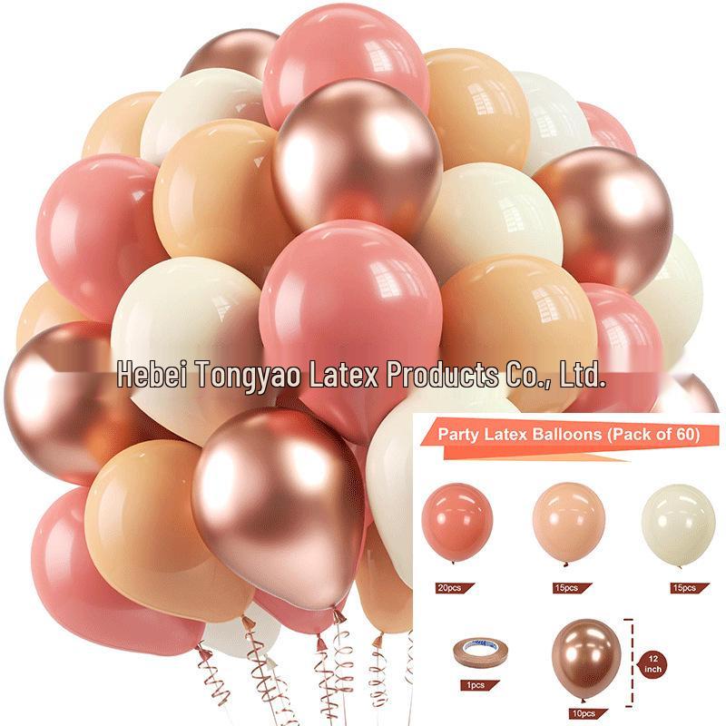 60-Piece 12" Vintage Color Glitter Balloon Set for Birthday Parties