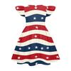 Girls Dress Sleeveless Ruffle Sleeve Independence Day Spliced Star Pattern Casual A-Line Dress for Kids