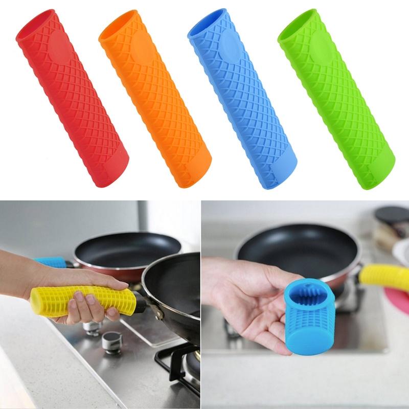 Silicone Pot Pan Handle Saucepan Holder Slip Cover Grip Kitchen UtensilRSDE