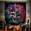 Horror Skull Floral 3D Printed Curtains Retro Gothic Curtains Halloween Party Decorative Curtains Home Decor 2 Pieces