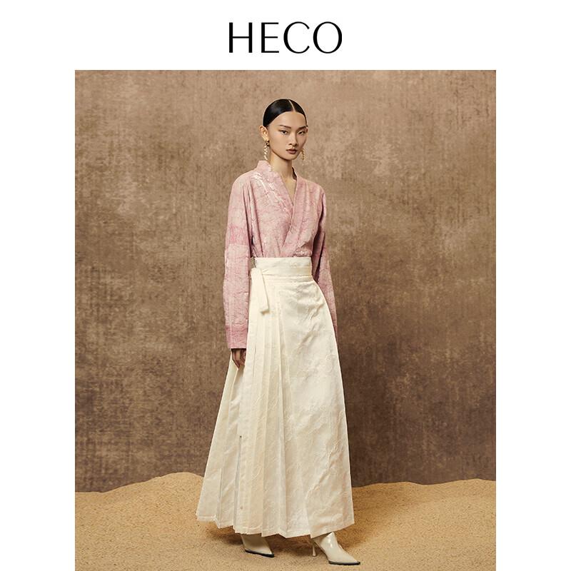 Heco New Chinese Style Jacquard Oblique Placket Tie-Up Blouse