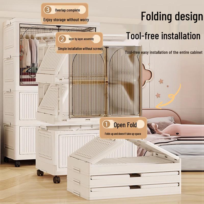 Foldable Wall-Mounted Baby Wardrobe & Multi-Layer Storage Cabinet