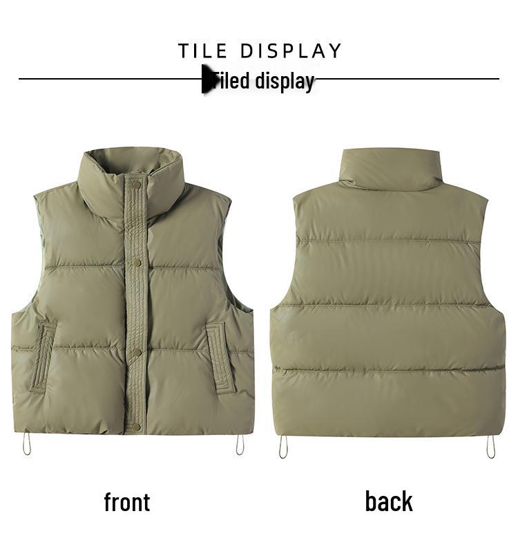 2024 Trendy Loose Stand-Up Collar Cotton Vest: Sleeveless Autumn/Winter Outerwear