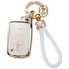 Gold-Rimmed Car Key Set with Diamond Ring Pendant Key Chain