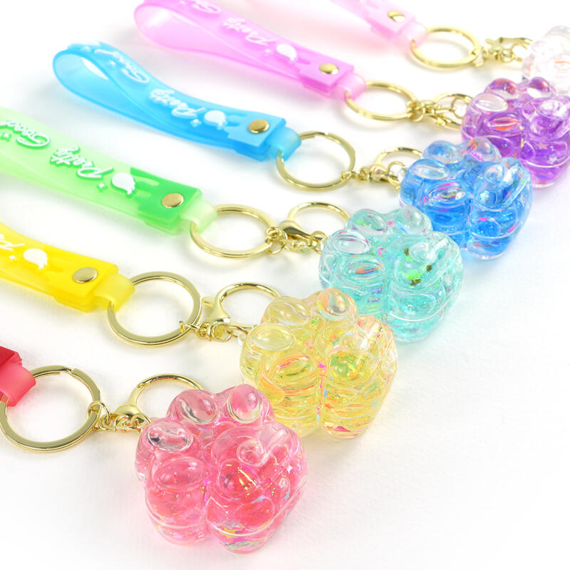 Cat Paw Glitter Keychain