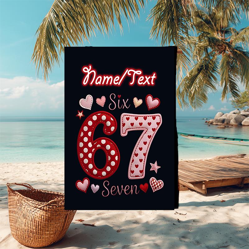 1PC Custom Name Happy 67th Birthday Beach Towel Highly Absorbent And Sand-Resistant Towel for Swimming, Pool, Yoga, And Travel Lightweight