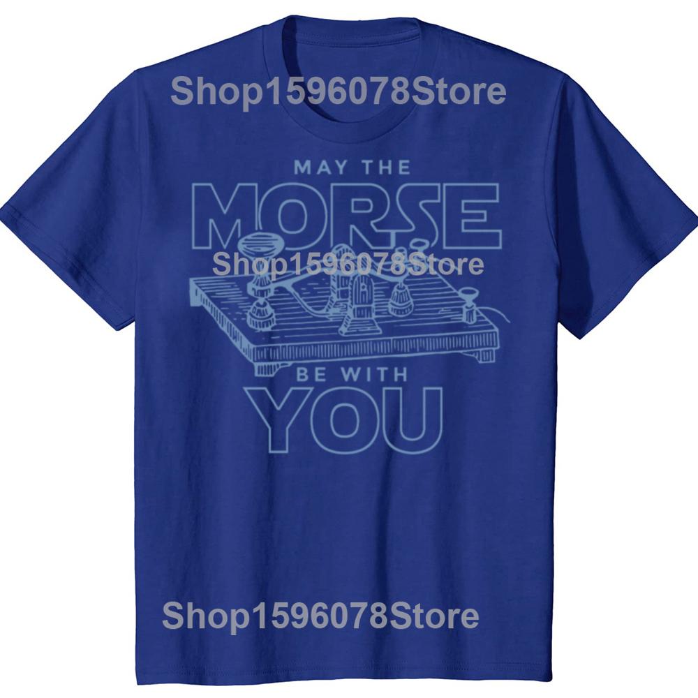 Lustig Möge das Morse mit dir sein Code Funkamateur T-Shirts Herren Baumwolle Humor T-Shirt Kurzarm Unisex Lockere Kleidung