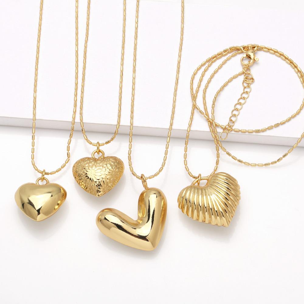 Stainless Steel Jewelry Heart Pendant Necklace for Women Trendy  Choker Collar Neck Accessories Fashion Maxi Jewelry