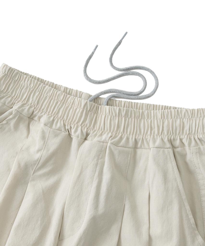 ANALOG MOOD Linen-Like Bermuda Pants (Cream)