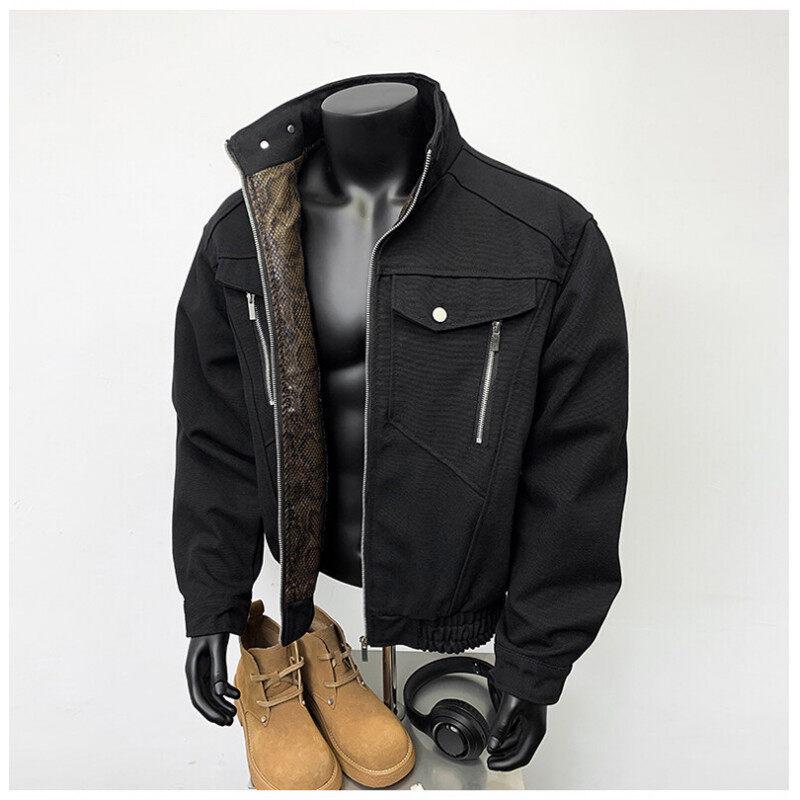 

Мужская весенняя куртка из сетчатого питона, лимитированная серия: Модное Тяжелое Рабочее Пальто M чёрный