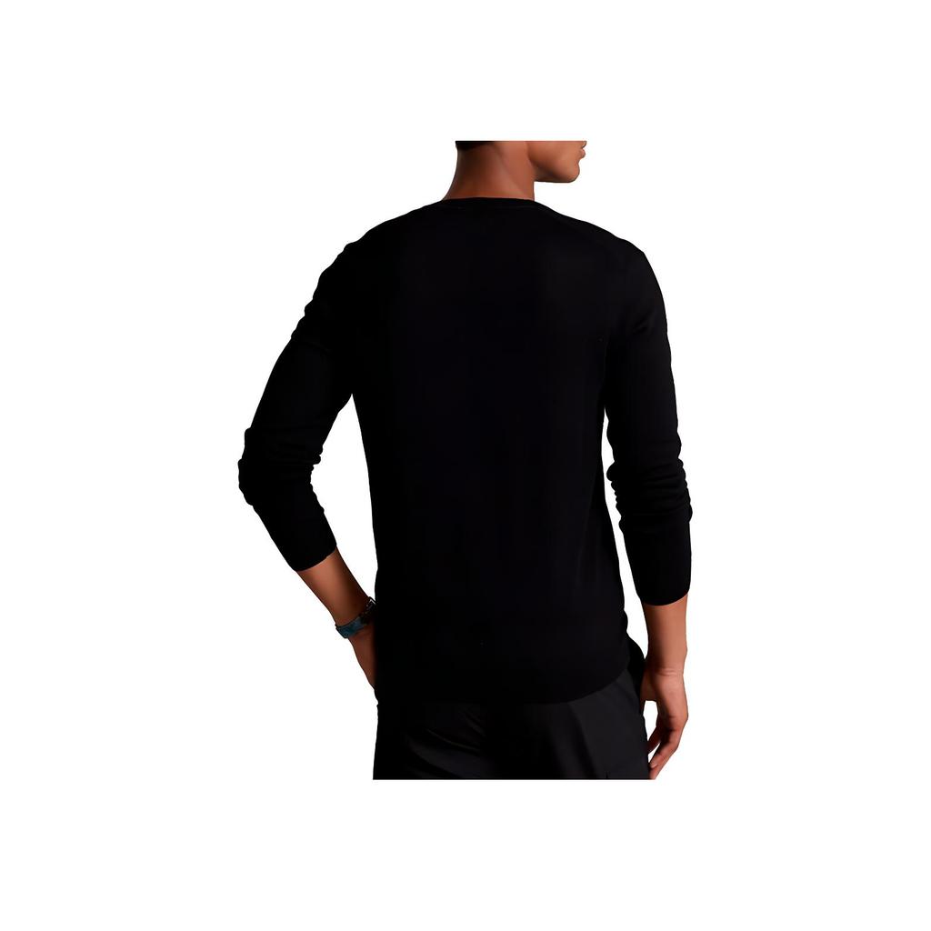 Pulover Tricotat cu Gât în V, Lavabil, cu Logo Pony Mic Brodat Polo Ralph Lauren Bărbați pulover Negru MNPOSWE16820069-001