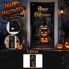 Halloween Door Curtain Indoor Decoration with Pumpkin Print Haunted House Party Banner for Garage Window Wall Decor