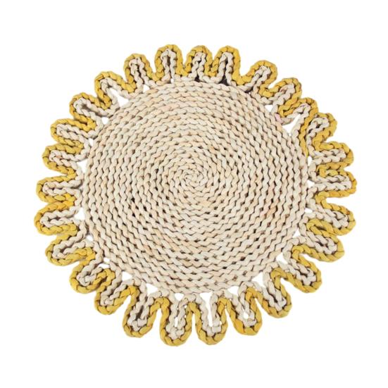 Wiederverwendbare Tischunterlage Hitzebeständige Isoliermatte Japanische Handgefertigte Blumenförmige Maiskolben-Tischmatte für Esstisch Rutschfest Fleckenabweisend Untersetzer