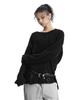 TREEMINGBIRD Distressed Cable-Knit Top [ Black ]