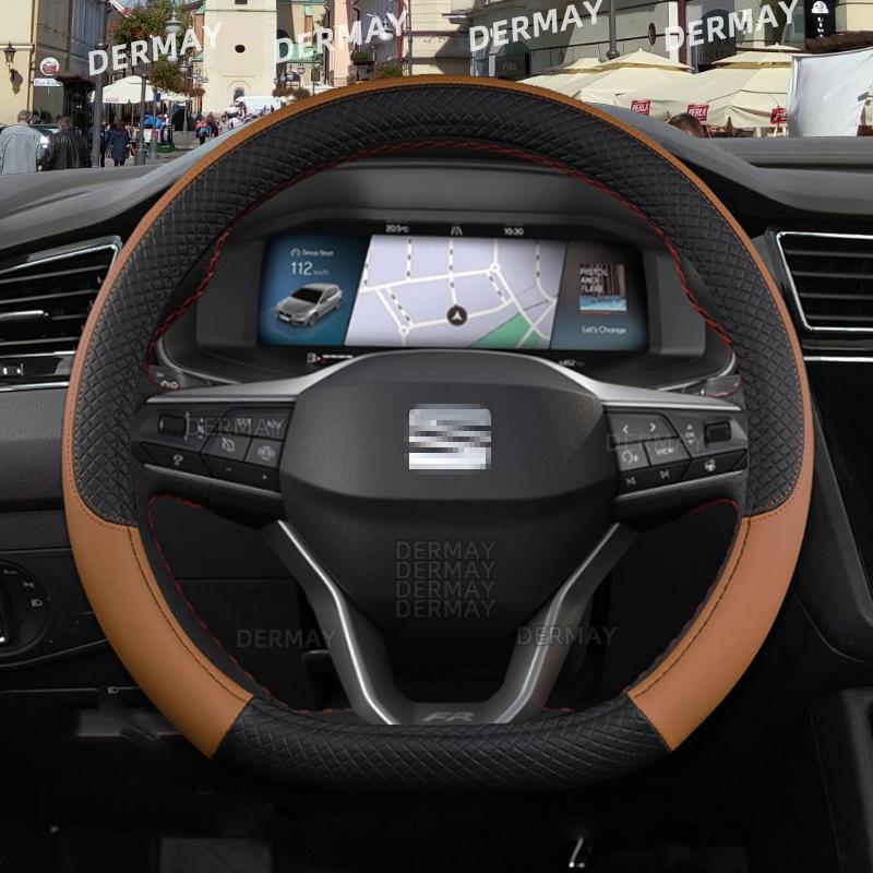 for Seat ibiza 6L 6J 6P 6F KJ1 FR Car Steering Wheel Cover PU Leather Non-slip 9 Colors Auto Accessories Fast Shipping