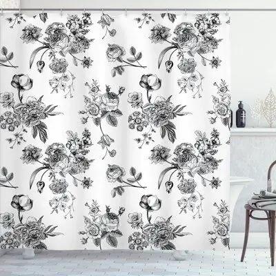 Victorian Shower Curtain Ladies Clothes History Dress Handbag Feather Gloves Floral Design Baroque Bathroom Curtains With Hooks