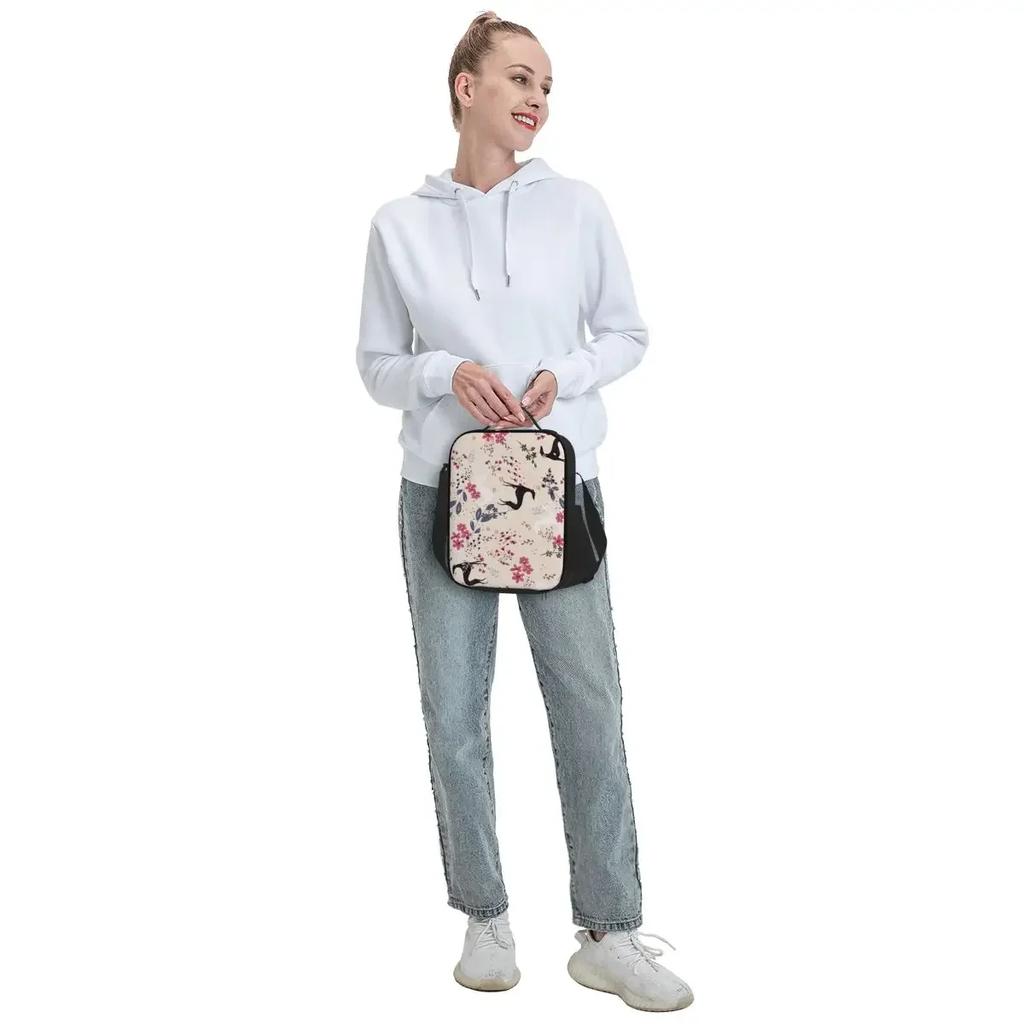 Sighthound Flower Love Insulated Lunch Tote Bag for Greyhound Whippet Dog Portable Cooler Thermal Food Bento Box Kids School