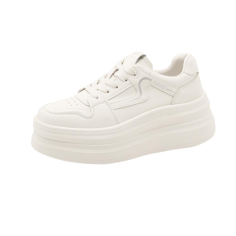Leather little white shoes women's 2025 autumn new thick-soled heightening casual board shoes women's Korean version lace-up student shoes women