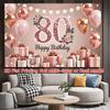2D Rose Gold 80th Birthday Photography Background, Pink Gold Party Decoration