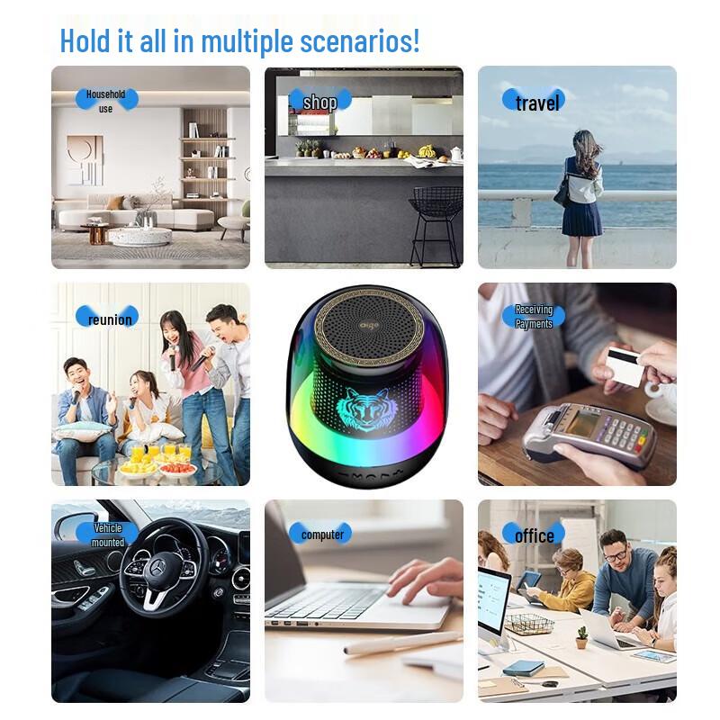 Aigo T155 AI Voice Smart Bluetooth Speaker with Dazzling Lights CN plug (adapter included)