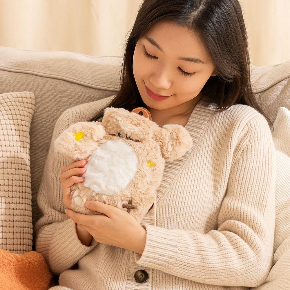 Plush Cover Warm Water Bag Portable Plush Hot Water Bag Detachable Insulation Bottle Women Period