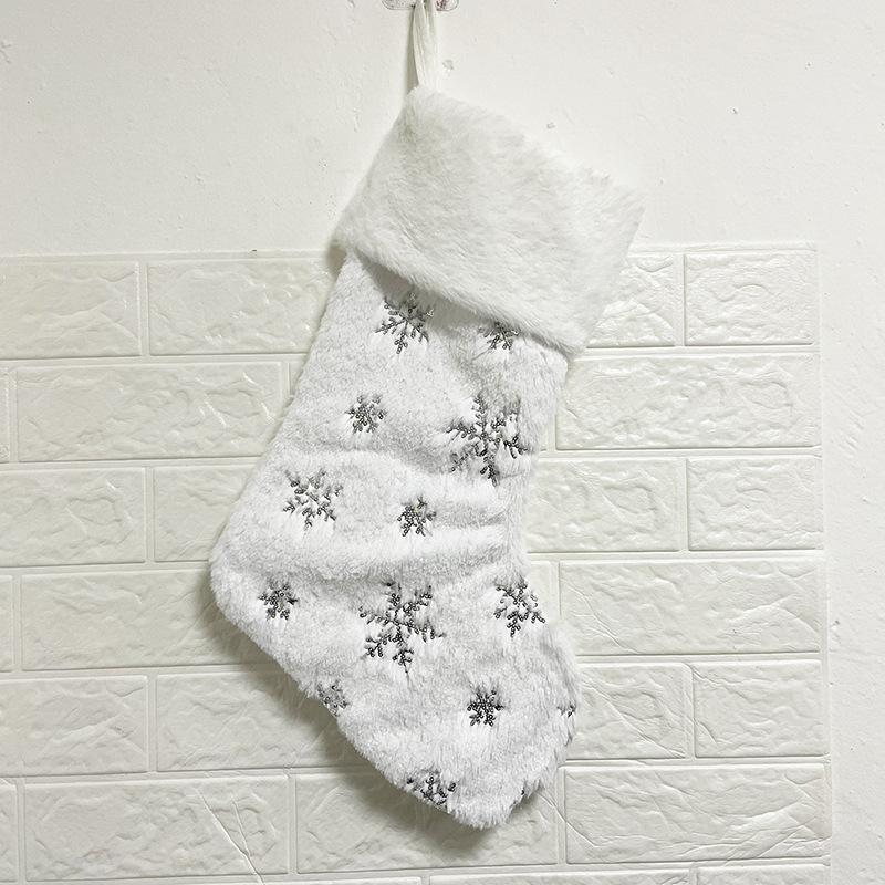 Christmas Decoration Supplies Christmas Socks Gift Bag Embroidered Snowflake Beads Large Christmas Decoration Gift Socks