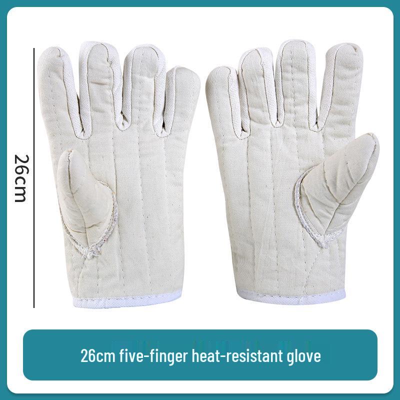 

High-Temperature Resistant Industrial Baking Gloves - Five-Finger, Anti-Scald, Heat-Insulating, Wear-Resistant, Thickened Protection.