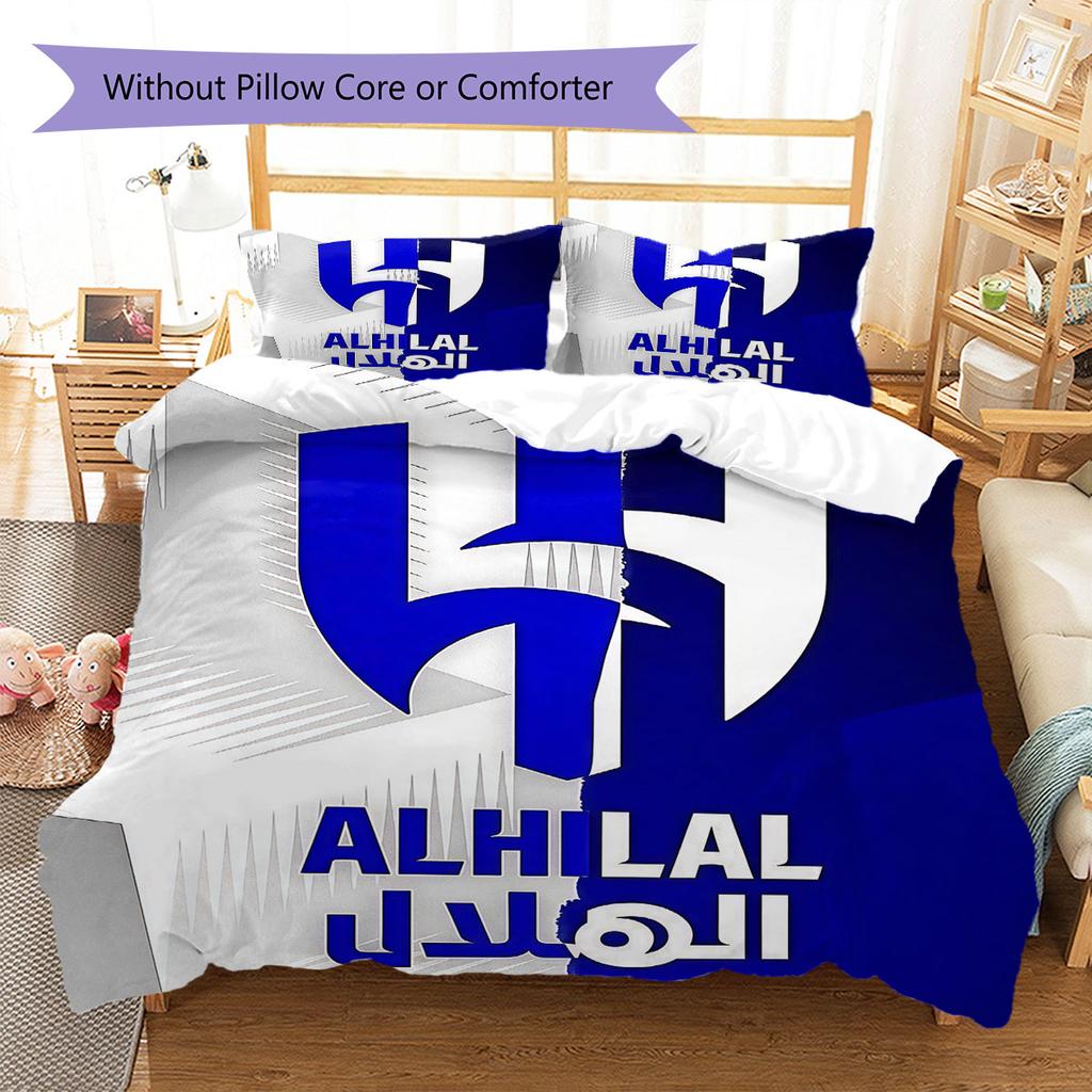 Al-Hilal Saudi FC Pattern Bedding,Quilt Set Quilt Cover Pillowcase Home Birthday Gift(1 * duvet cover + 2 * pillowcase, without core)