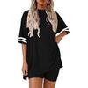 2026 Comfortable Women's Casual Round Neck T-shirt & Elastic Waist Shorts Set