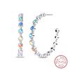 Curved Claw Snowflake Four-Leaf Star Stud Earrings For Women Shining Cubic Zirconia Fashion Ear Studs Daily Party Wear Jewelry