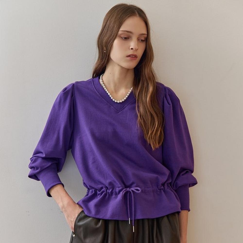 Maxza Puff SleeVe String V Neck Sweatshirt Ze10qt601na violet/FREE