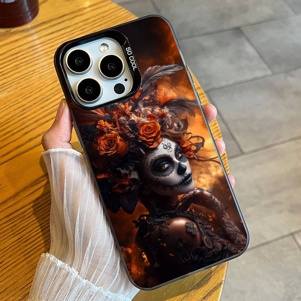 Day of the Dead Catrina Skull Phone Case For iPhone 16 17 15 14 12 13 Pro Max Black Color Shockproof Cover